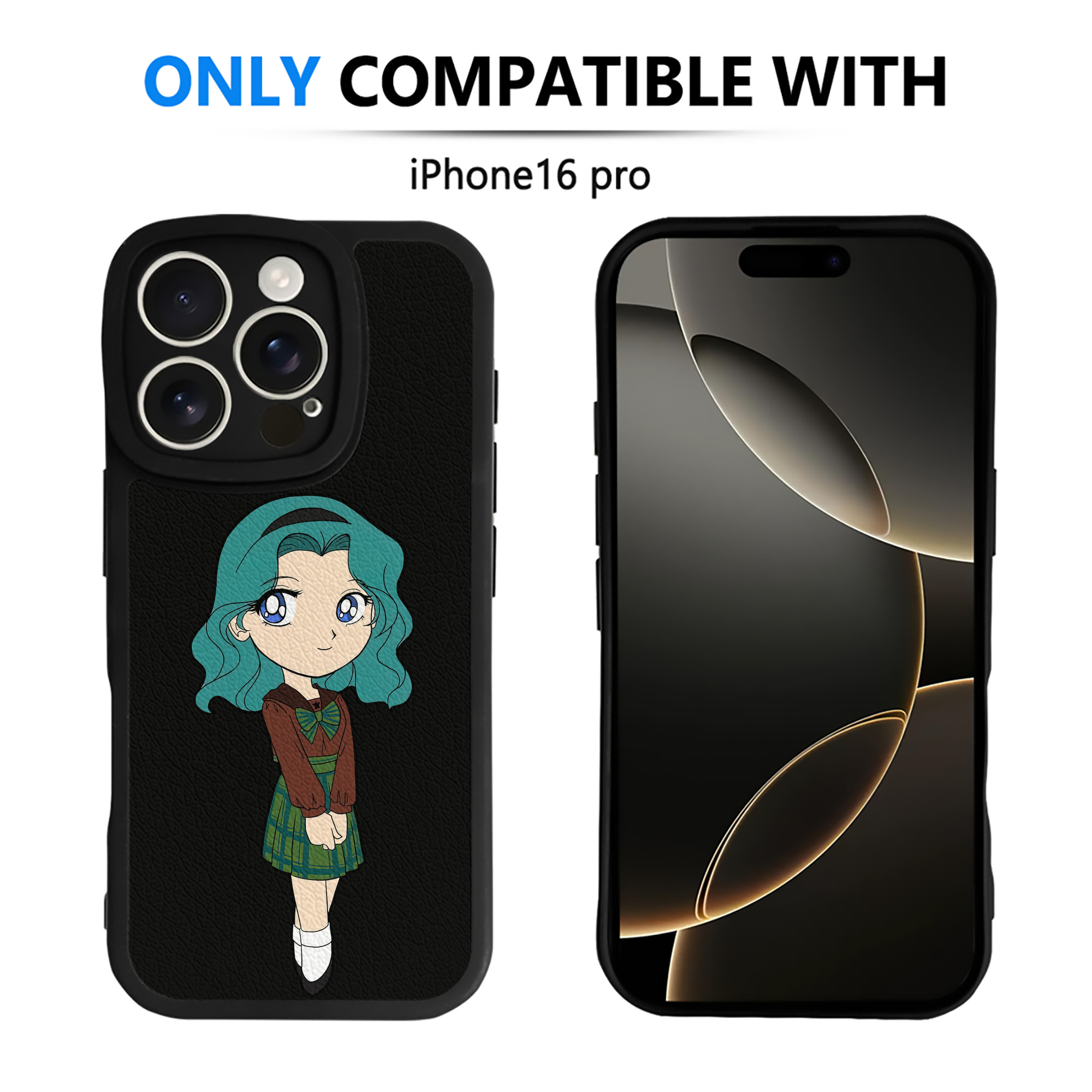 （画像用） 美少女戦士セーラームーン 海王 みちる（かいおう みちる） Sailor Moon Kaiou Michiru 【iPhone 16シリーズ対応】シリコンスマホケース（レザー調） 材質：シリコン